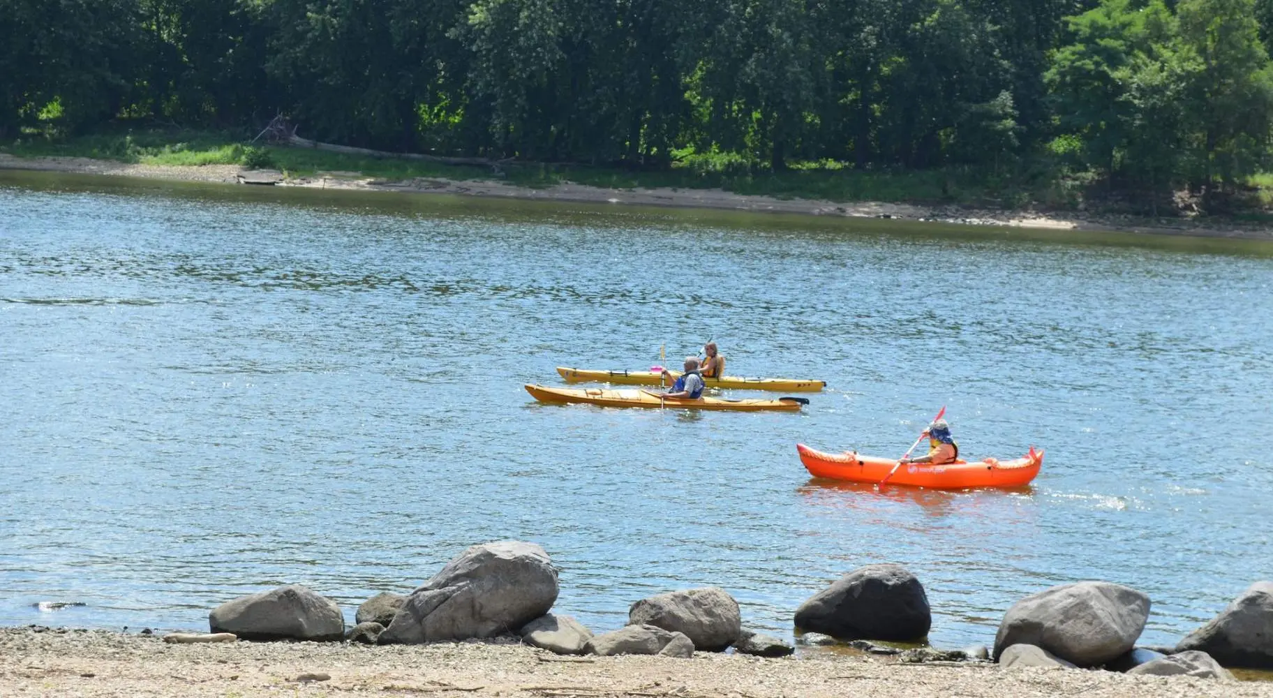 Three Kayakers at Starved Rock Ottawa.