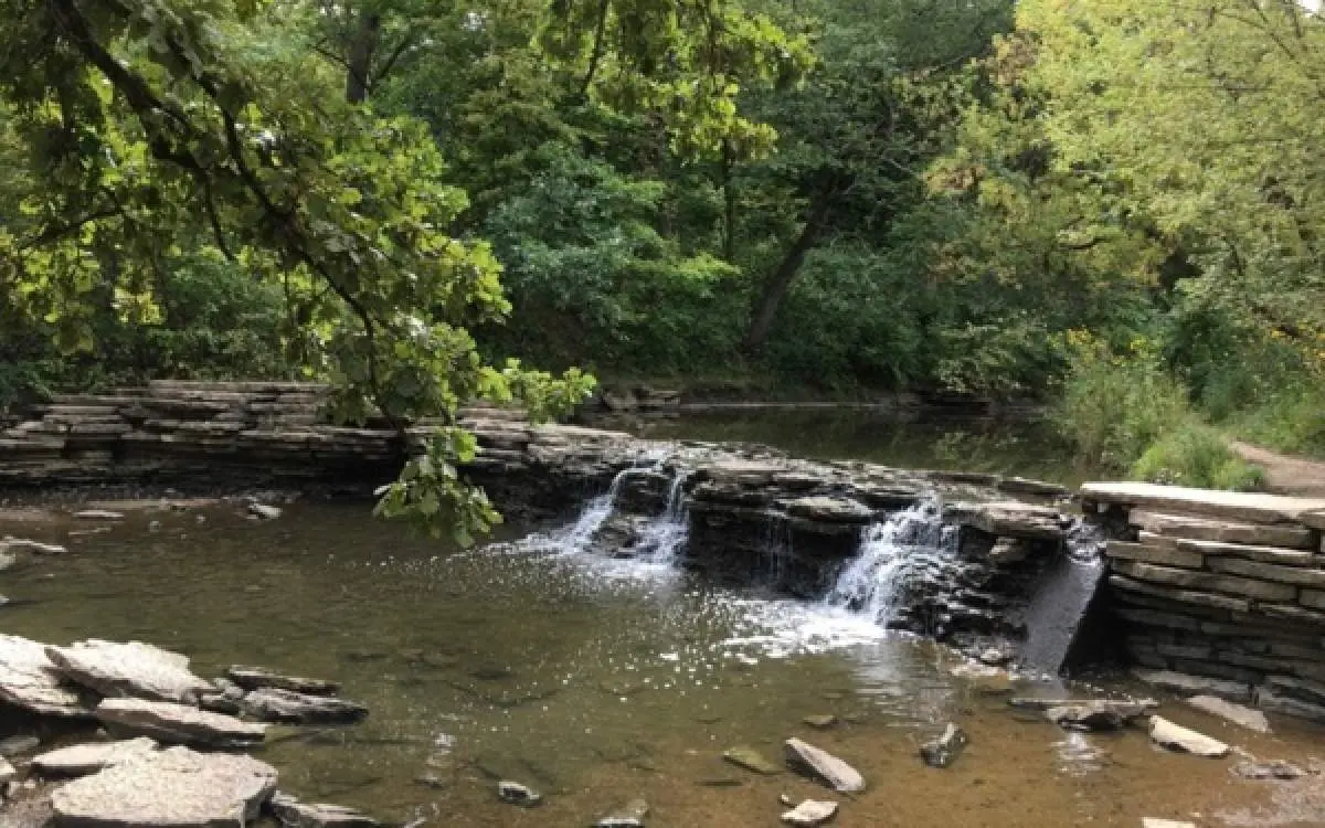 A waterfall
