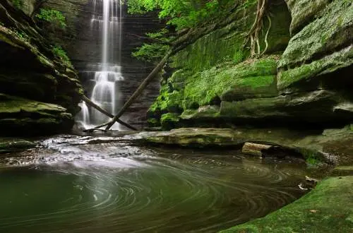 A waterfall with a waterhole below, Matthiessen State Park, Oglesby