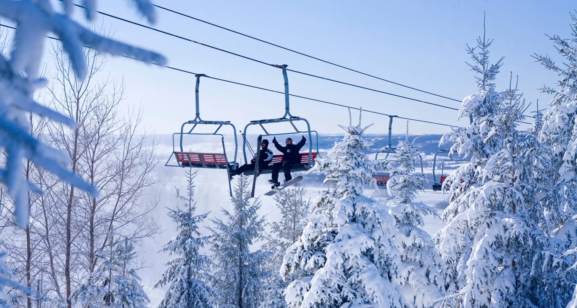 Chairlift with snow
