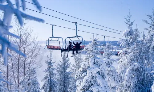 Chairlift with snow