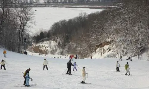 People Skiing at Chestnut Mountain