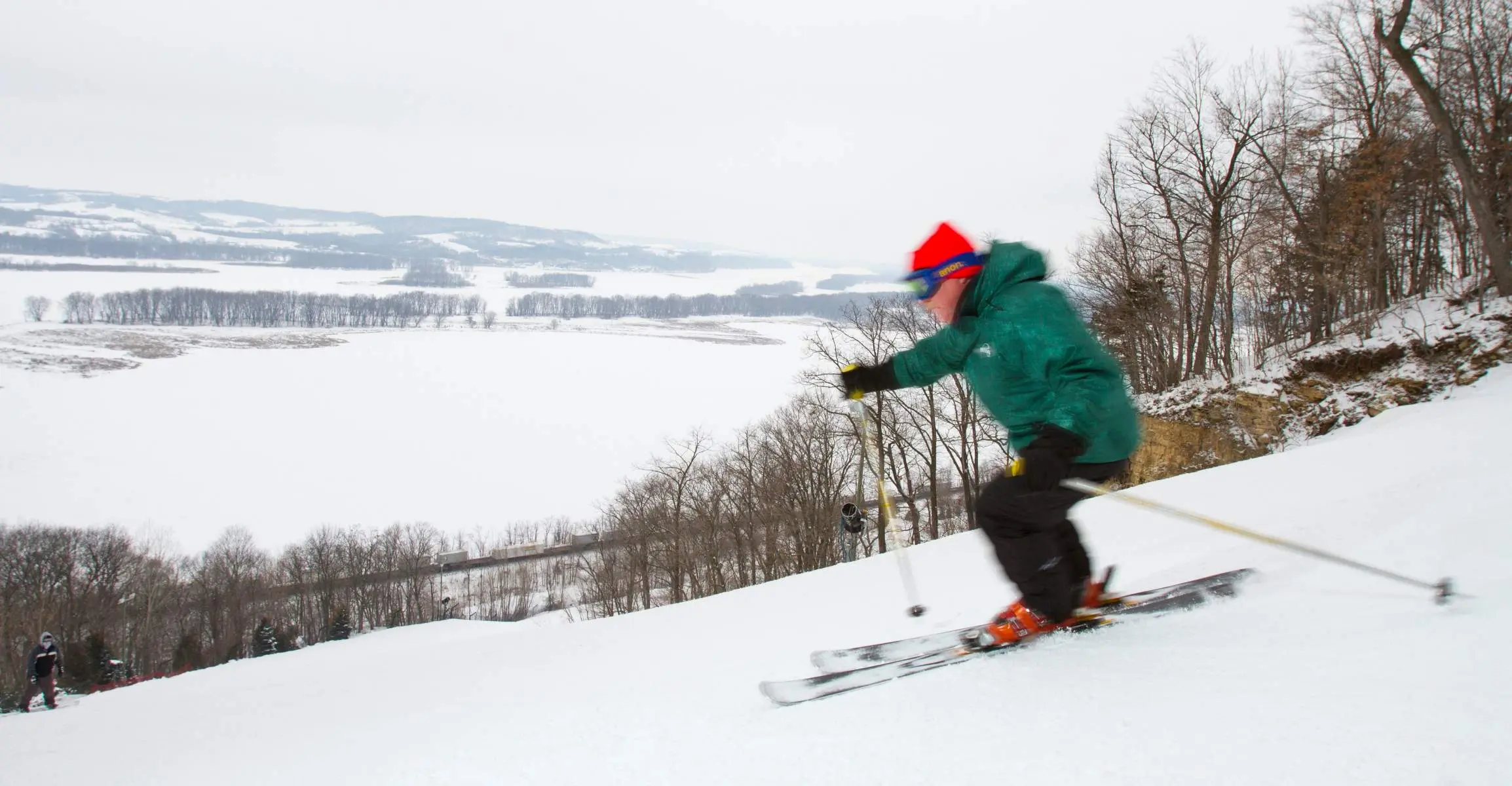 A person skiing