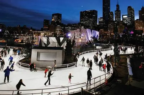 People skating down the ribbon
