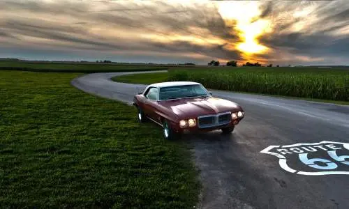 Car stopped on Route 66