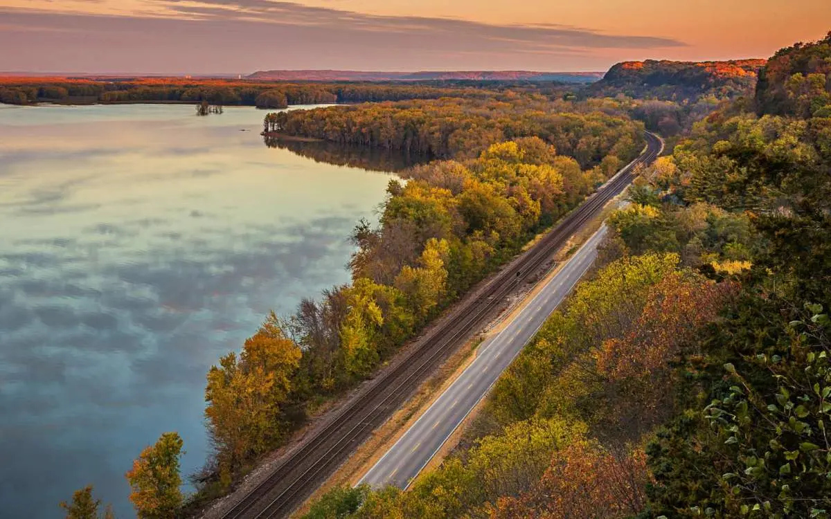A road and river