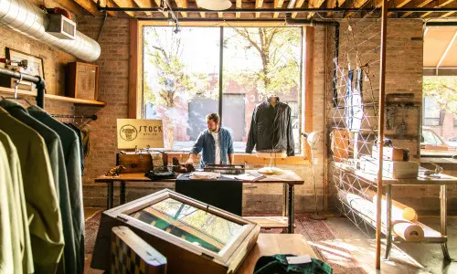 Interior of mens clothing store