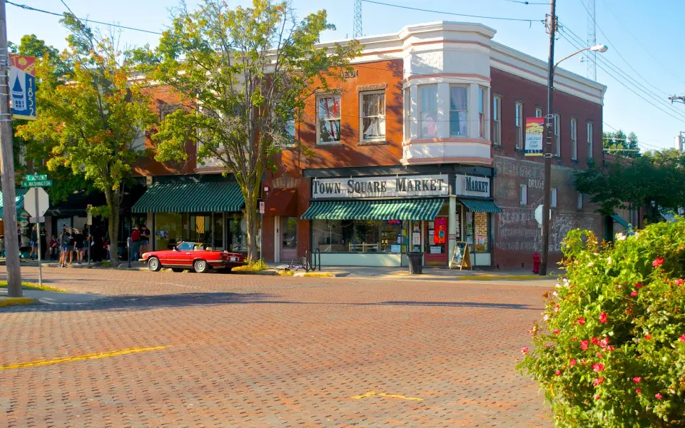 A shop on the corner of a street